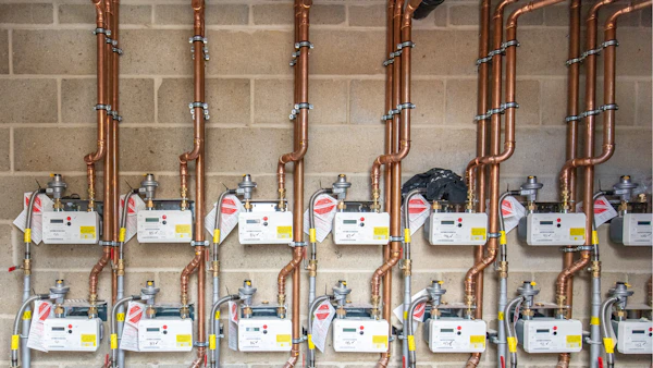 Brymec Copper Press Fit Gas tube and fittings installed in boiler room