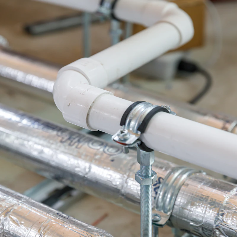 brymec white solvent weld waste pipe and fittings installed