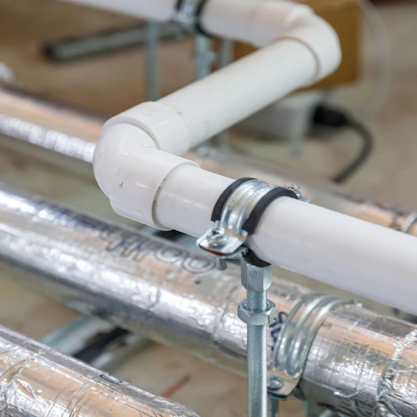 brymec solvent weld waste pipe and fittings in white installed
