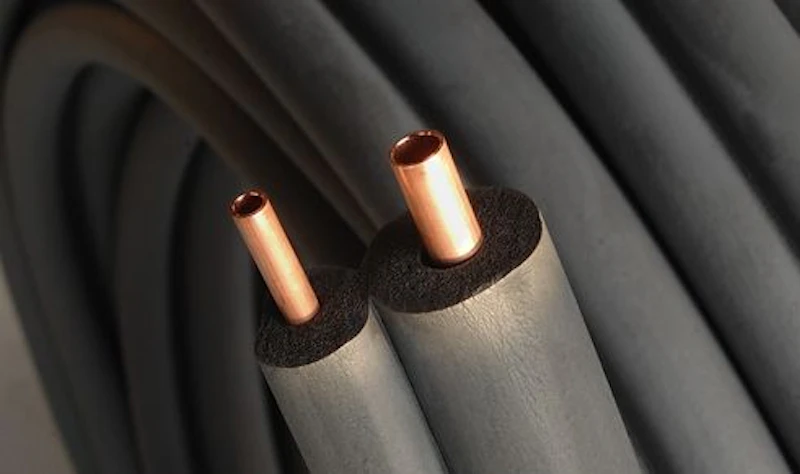 copper tube coil in black insulation